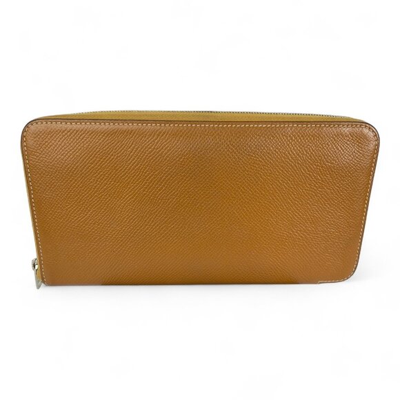 HERMES Epsom Silk'In Wallet Gold Jaune De Naples Tan Brown Zip Long Bag Leather - Picture 11 of 16